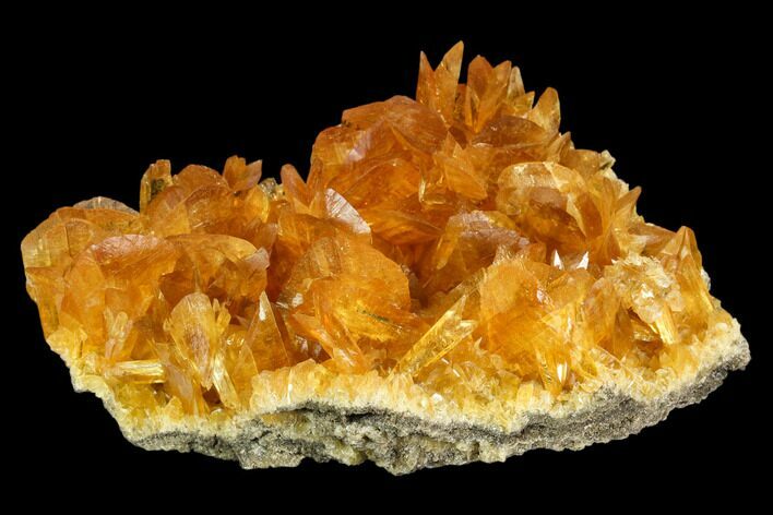 6.8" Orange Selenite Crystal Cluster (Fluorescent) - Peru